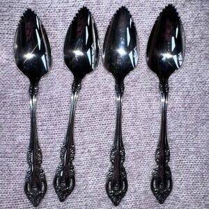 Oneida Community Brahms Set 4 Fruit/Orange Spoons Stainless Discontinued Pattern